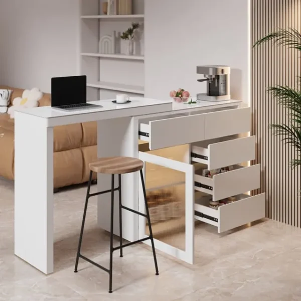 طاولة بار قابلة للتمديد مع سطح رخام