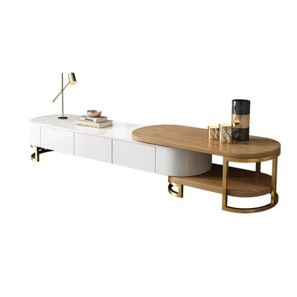 طاولة تلفاز قابلة للتمدد بتصميم عصري