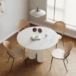 طاولة طعام دائرية عصرية بسطح من الرخام