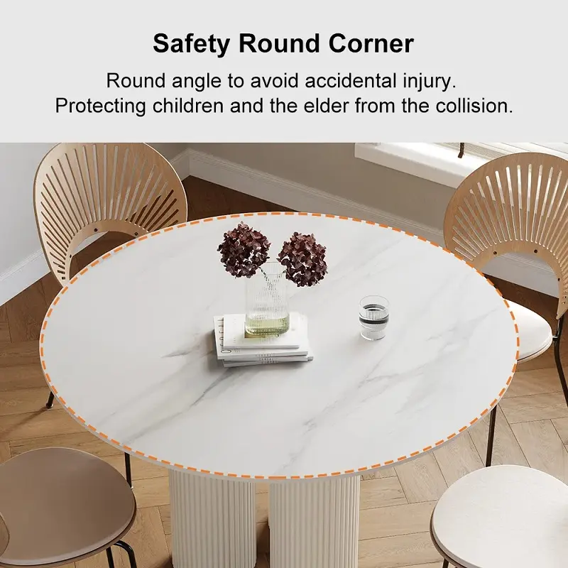 طاولة طعام دائرية عصرية بسطح من الرخام