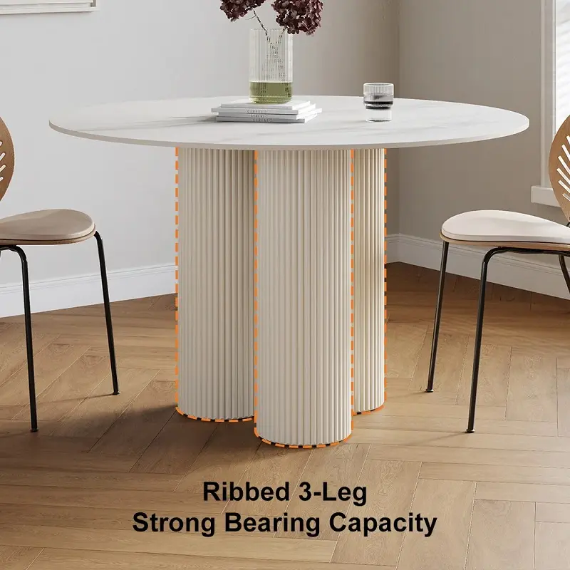 طاولة طعام دائرية عصرية بسطح من الرخام