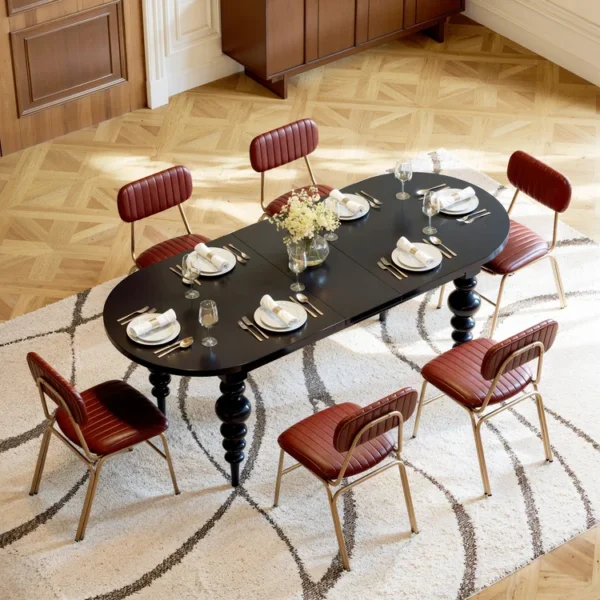 طاولة طعام بيضاوية قابلة للتمديد