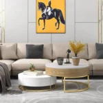 طاولة قهوة مستديرة عصرية مع سطح قابل للرفع