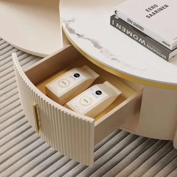 طاولة قهوة دائرية بسطح من رخام