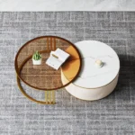 طاولة قهوة دائرية عصرية بسطح من الرخام