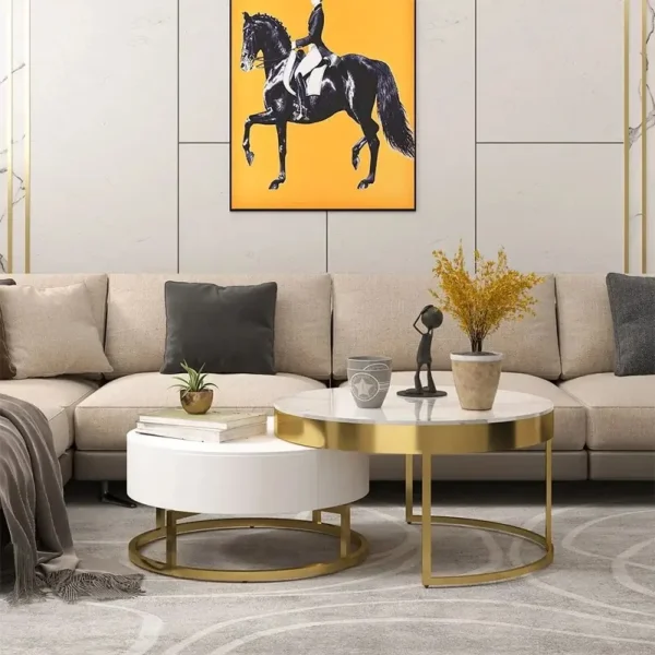 طاولة قهوة مستديرة عصرية بتصميم متداخل