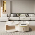 طاولة قهوة دائرية بسطح من رخام