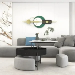 طاولة قهوة دائرية عصرية قابلة للرفع مع مساحة تخزين