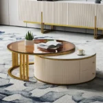 طاولة قهوة دائرية عصرية بسطح من الرخام