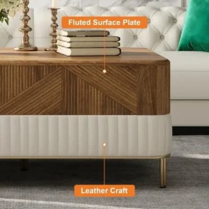 طاولة قهوة مستطيلة مع ادراج تخزين