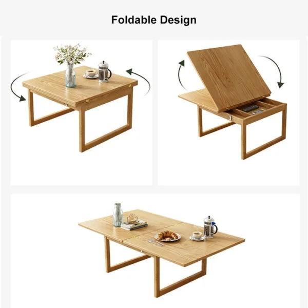 طاولة قهوة قابلة للطي من الخشب على الطراز الاسكندافي