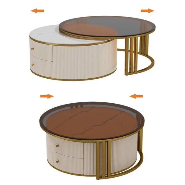 طاولة قهوة دائرية عصرية بسطح من الرخام