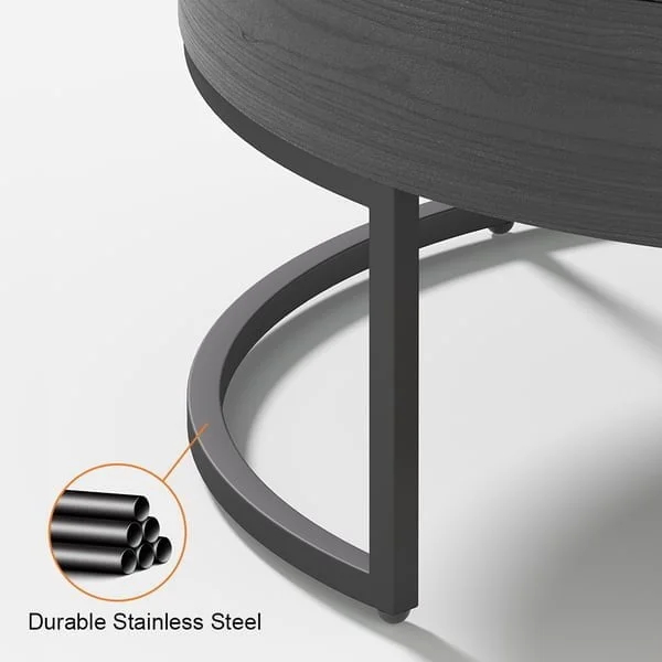 طاولة قهوة مستديرة عصرية مع مساحة تخزين