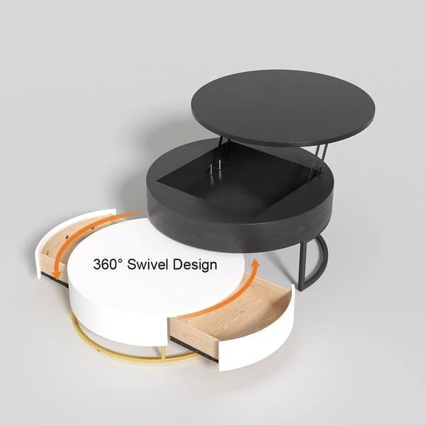 طاولة قهوة مستديرة عصرية مع مساحة تخزين