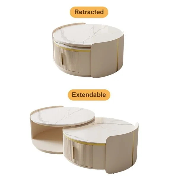 طاولة قهوة دائرية بسطح من رخام