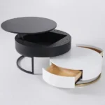 طاولة قهوة مستديرة عصرية مع مساحة تخزين - Image 4