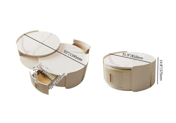 طاولة قهوة دائرية بسطح من رخام