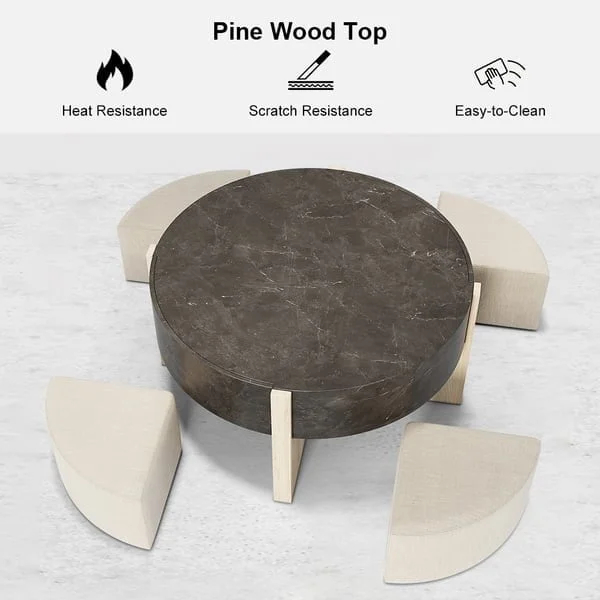 طاولة قهوة مستديرة مع مقاعد