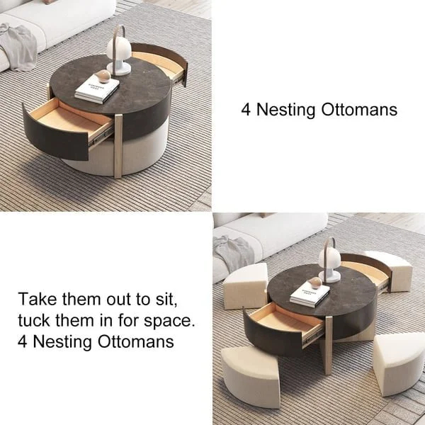 طاولة قهوة مستديرة مع مقاعد