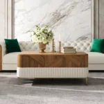 طاولة قهوة مستطيلة مع ادراج تخزين