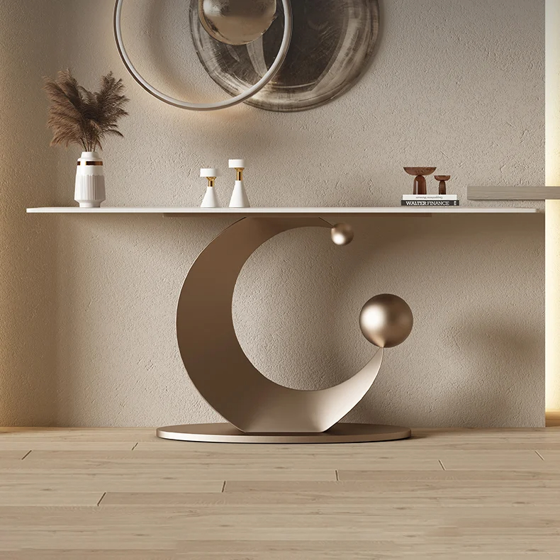 طاولة-كونسول (1) طاولة كونسول مودرن مع سطح من الرخام الفاخر