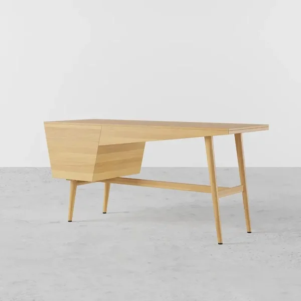 مكتب كمبيوتر عصري بشكل مستطيل