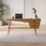 مكتب كمبيوتر عصري بشكل مستطيل