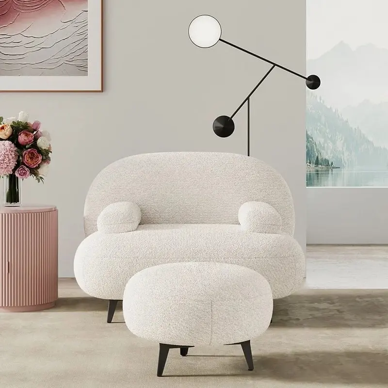 Chair (3) كرسي مفرد مع مسند للقدم بتصميم عصري