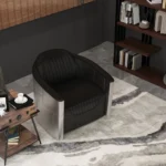 كرسي مفرد بتصميم حديث من المعدن والجلد الفاخر