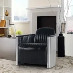 كرسي مفرد بتصميم حديث من المعدن والجلد الفاخر