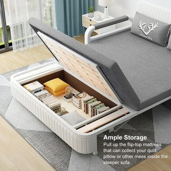 كنب سرير قابل للفرد مع مساحة تخزين