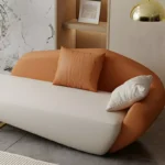 ⁦كنب جلد بني مودرن بتصميم فاخر⁩ - الصورة ⁦2⁩