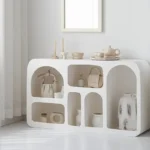 طاولة كونسول بتصميم مبدع مع أرفف مقوسة