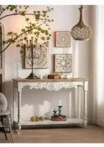 كونسول خشب بتصميم ريفي لغرفة المعيشة