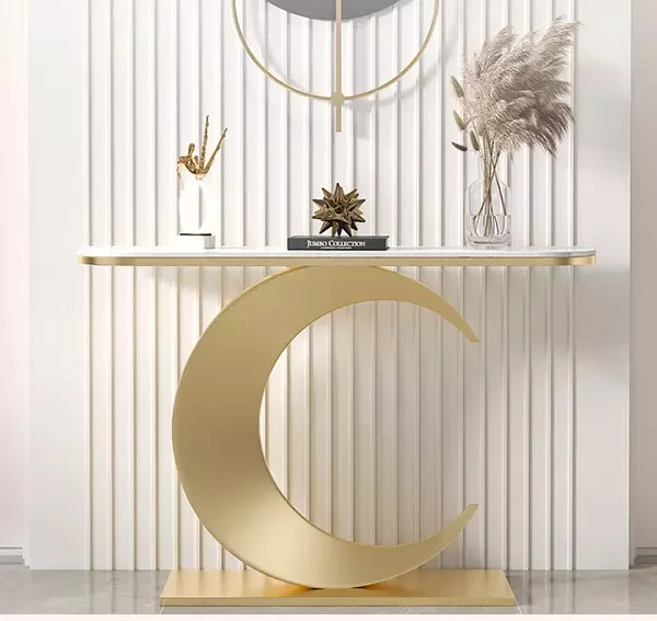 كونسول رخام مع قاعدة على شكل هلال