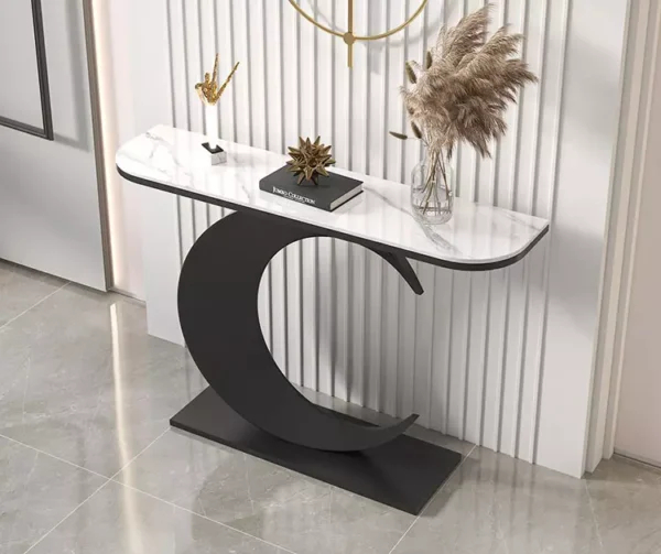 كونسول رخام مع قاعدة على شكل هلال