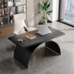 طاولة مكتب بشكل مستطيل مع قاعدة منحنية