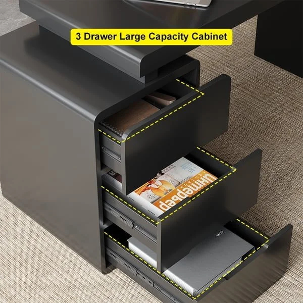 طاولة مكتب مع خزانة جانبية