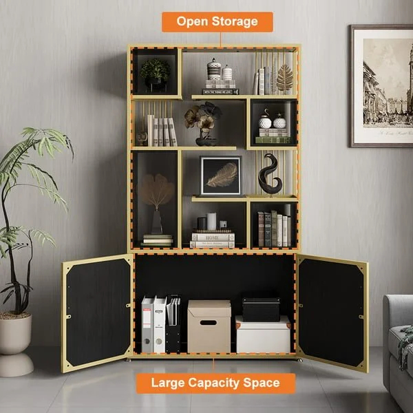 مكتبة عصرية مع مساحة للتخزين