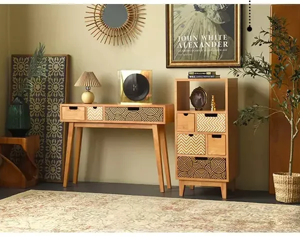 طاولة كونسول مع خزانة جانبية بتصميم ريفي