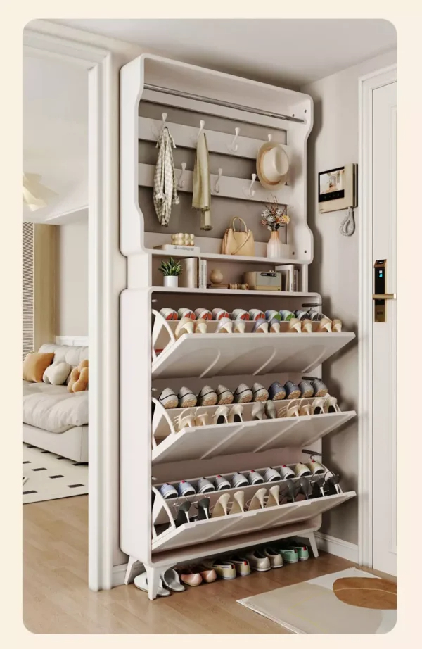 خزانة أحذية مع علاقة ملابس بتصميم مودرن 