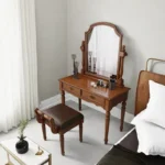 طاولة تسريحة مع مقعد بتصميم كلاسيك - Image 2