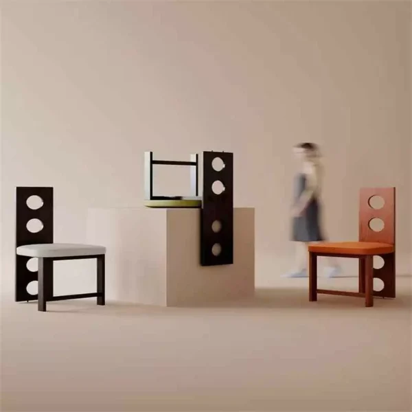 كرسي طعام بظهر مفرغ حديث التصميم