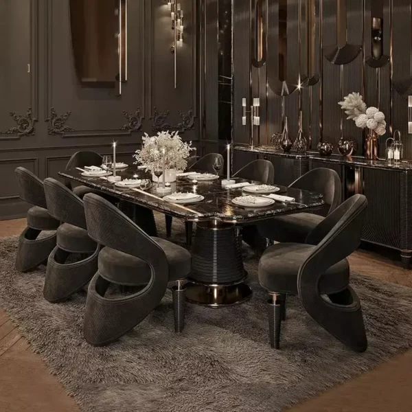 طاولة طعام القصور الملكية مع كراسي