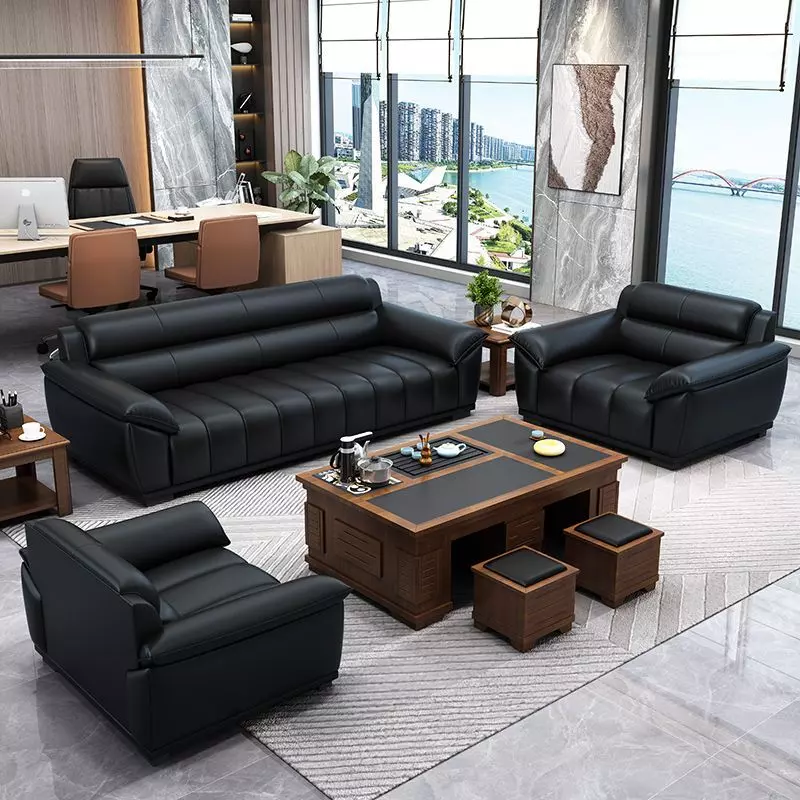 طقم كنب جلد مكتبي