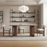 طاولة طعام خشبية مع كراسي