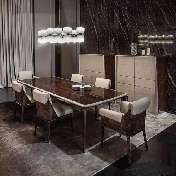 طاولة طعام بتصميم مختلف مع كراسي شيك