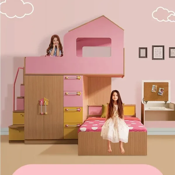 سرير دورين للبنات مع خزانة و ادراج مميزة