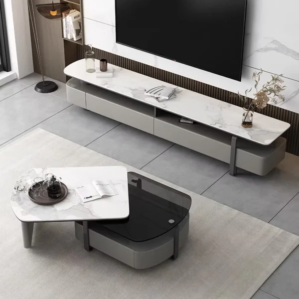 طقم طاولات تلفاز مع طاولة قهوة متعددة الاستخدام