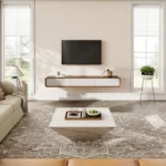 طاولة تلفاز بتصميم معلق بالجدار